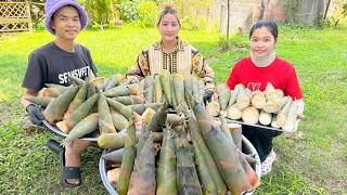 Village FOOD Cooking Style: Amazing Cooking Spicy Bamboo Shoot - Fry Chicken