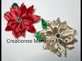 DIY- FLOR  NOCHEBUENA en Liston /Flower Poinsettia Ribbon/FLOR ESTRELLA/FLOR PASCUA