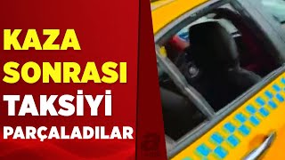 TEM'de kaza sonrası sürücüyü dövüp taksiyi parçaladılar | A Haber screenshot 2