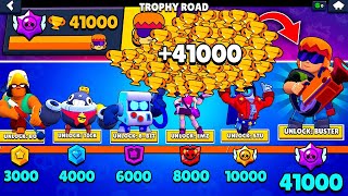 NONSTOP to 41000 TROPHIES Without Collecting TROPHY ROAD + New Brawler BUSTER