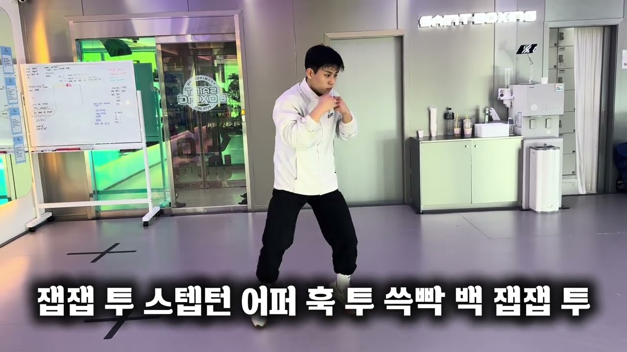 잽잽 투 스텝턴 어퍼 훅 투 쓱빡 백 잽잽투 (보통 재생)