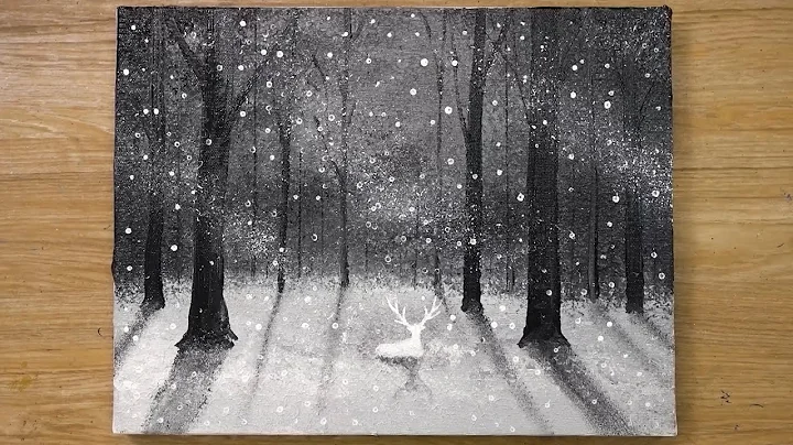 Deer Forest on Snowy Day / Acrylic Painting Techni...