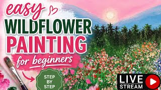Easy Wildflower Painting for Beginners: Step-by-Step Acrylic Tutorial (LIVE)