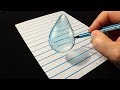 Drawing 3d water drop on line paper  trick art by vamos