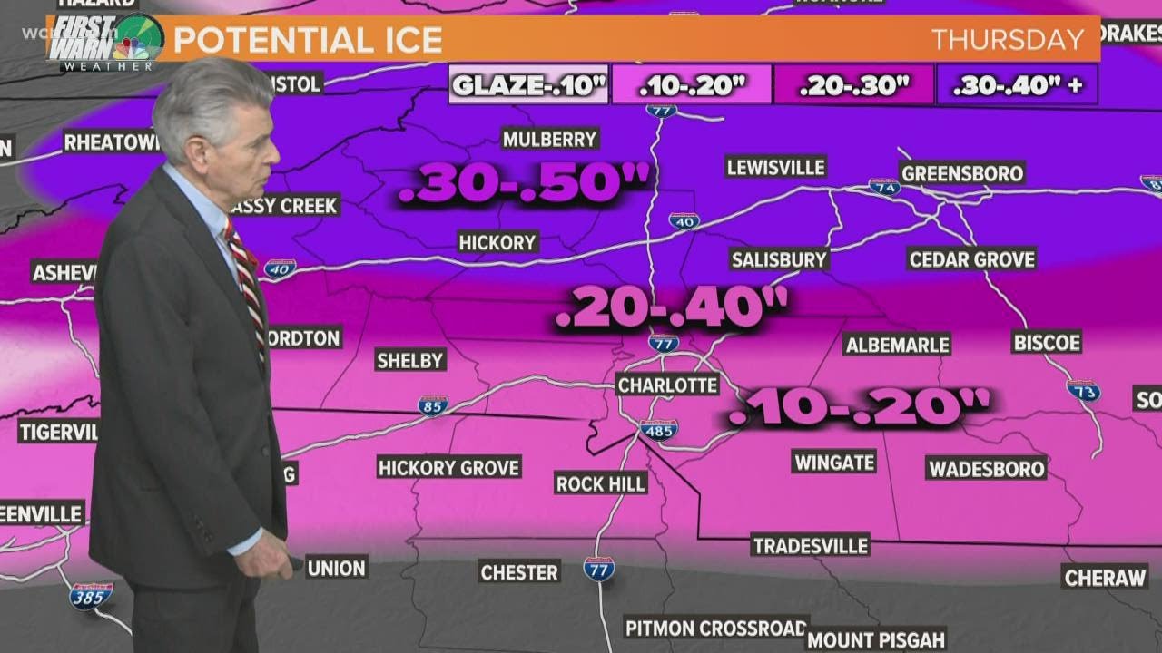 Winter storm brings freezing rain, ice to Charlotte region - YouTube