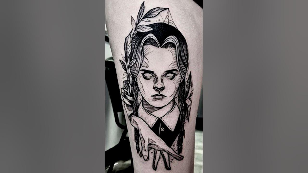 4. Wednesday Addams portrait tattoo - wide 8