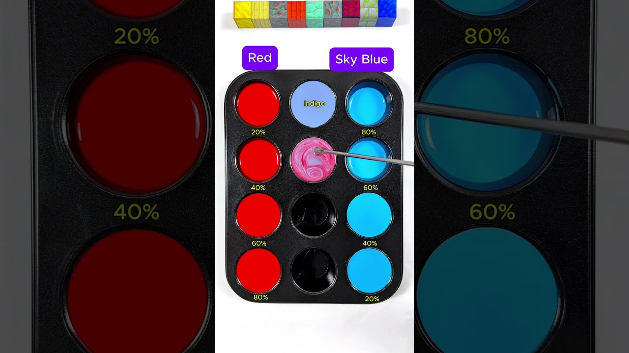 Create 4 Colors From Red And Sky Blue Mixing Satisfying