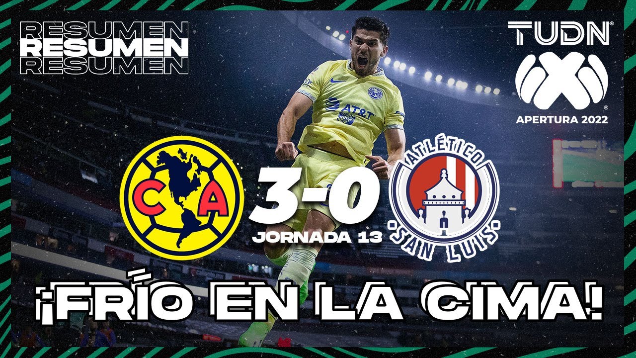 Resumen y goles | América 3-0 Atl San Luis | Liga Mx Apertura 22 - J13 |  TUDN - YouTube