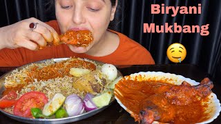 Eating Kolkata Style Chicken Dum Biriyani with Spicy Chicken Leg Curry,Big Bites,Biriyani Mukbang …