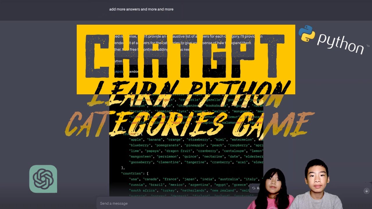 Learn Python with ChatGPT | Categories Game - YouTube