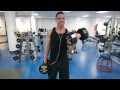 Bicep curling 70 lb dbs 8 reps per arm good form 6 185