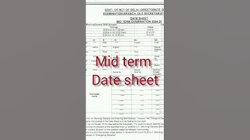 mid term date sheet of government school#cbse#midtermexams 2024