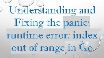 Understanding and Fixing the panic: runtime error: index out of range in Go