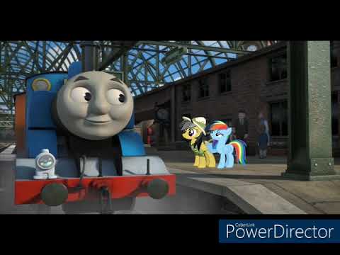 Rainbow Dash introducing Daring Do to Thomas the Tank Engine
