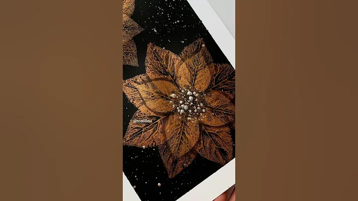 Golden flower painting / Leaf printing / Christmas flower painting / Leaf painting #vinillna