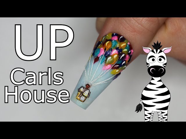 Extreme 3D Up House and Balloons Acrylic Nail Art Tutorial