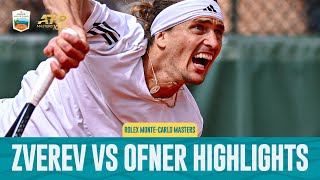 Alexander Zverev vs Sebastian Ofner Highlights | Rolex Monte Carlo Masters 2024