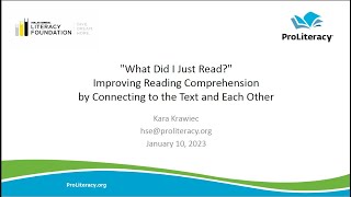 “What Did I Just Read?" Improving Reading Comprehension by Connecting to the Text and Each Other