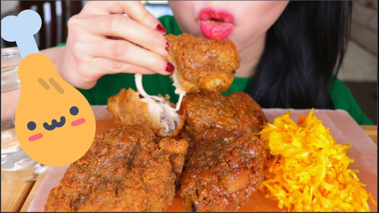 ASMR FRIED BUTTERMILK CHICKEN + HONEY | SAUERKRAUT | EATING SOUNDS