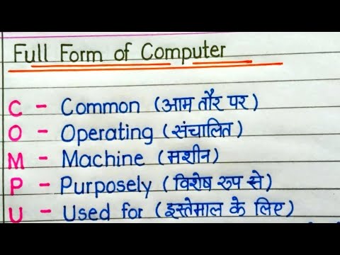 Full Form Of Computer 💻 in English and Hindi ll Computer Full Form ll ...