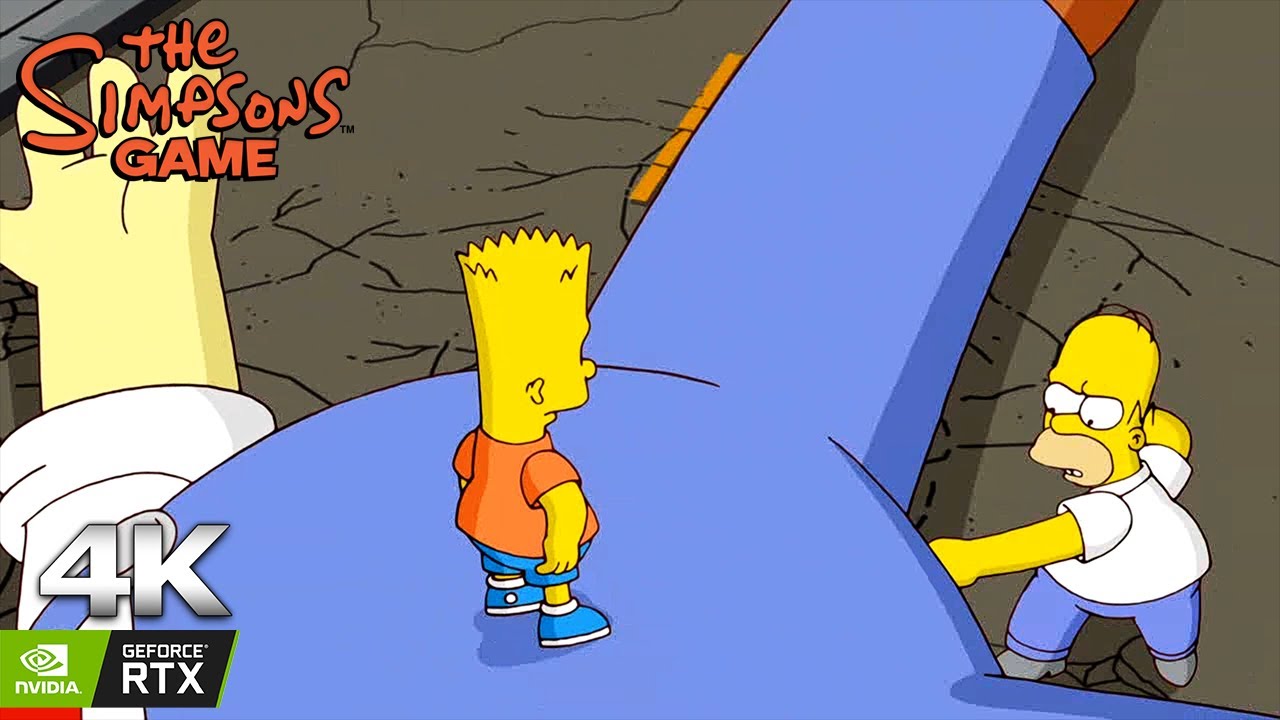 Homer And Bart Simpson Fight The Giant Lard Lad The Simpsons Game 4K