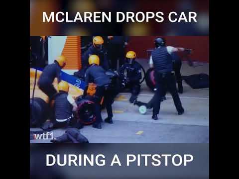 McLaren dropping the car during practice pitstop