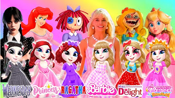 My Talking Angela 2 || Ragatha vs Barbie vs Ariel vs Wednesday vs Miss Delight vs Pr Peach | Cosplay