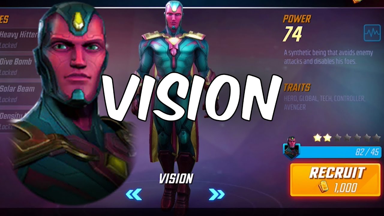 Vision Unlock, Ability & Gear Upgrade & Gameplay - Marvel Strike Force