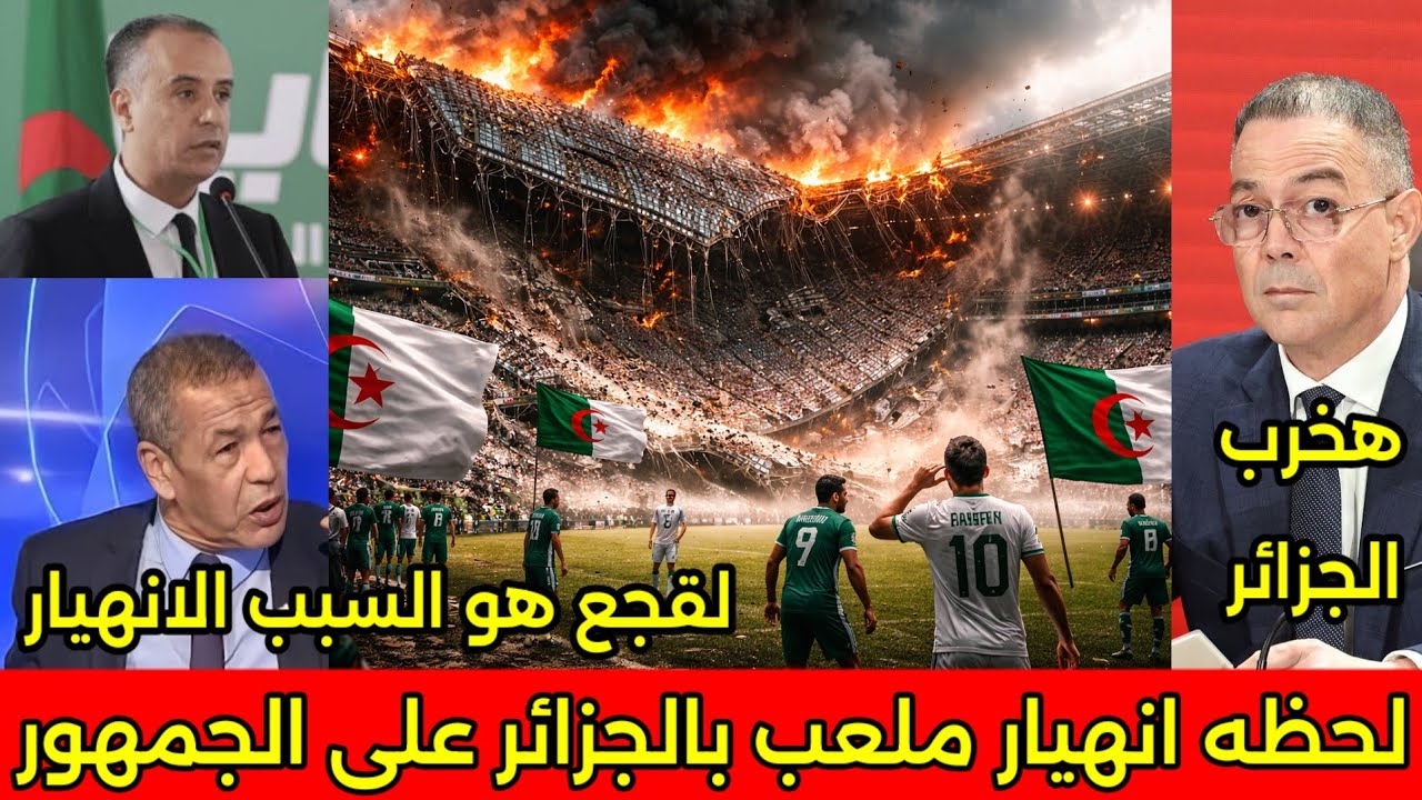 بالفيديو فضيحه انهيار ملعب بالجزائر ووقوعه على الجمهور واللاعبين وايقاف النشاط الرياضي بالجزائر 🇲🇦
