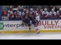 Nino Niederreiter thrusts Nathan Gerbe into the Bench [HD]