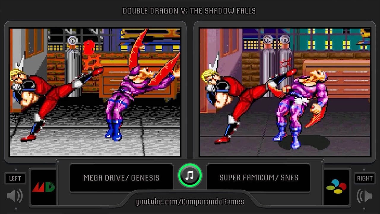 Double Dragon V (Sega Genesis vs SNES) All Overkills Comparison (Side by  Side) 