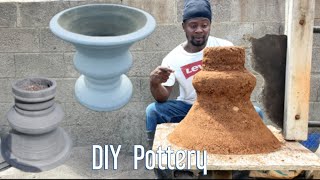 How to make durable antique concrete planters//plant pots//simple  and fast technique//DIY pottery