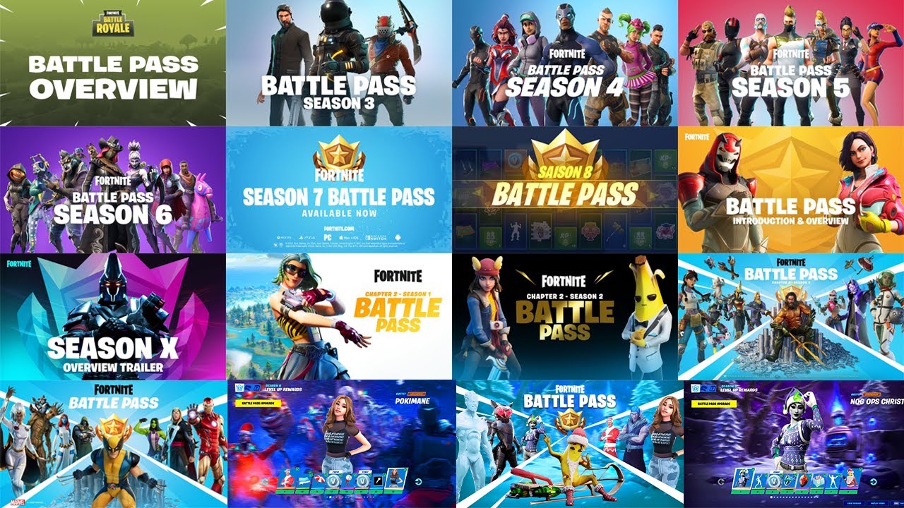 *ALL* Fortnite Battle Pass From Season 1 To Chapter 2 Season 5 YouTube
