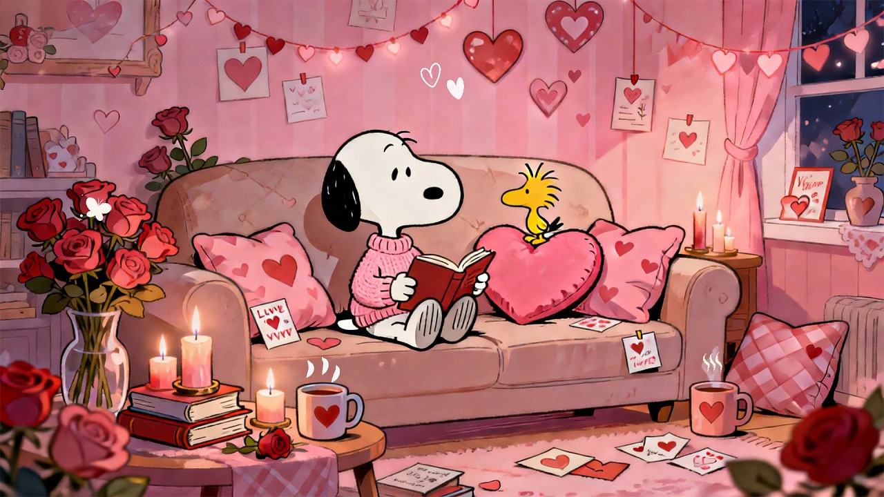 💗 Valentine Cozy Room with Snoopy 💞Soft Lofi for Relax, Study & Love