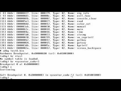 [2010-07-03] ELF symbol table parser 및 xdbg backtrace 구현 영상 - YouTube