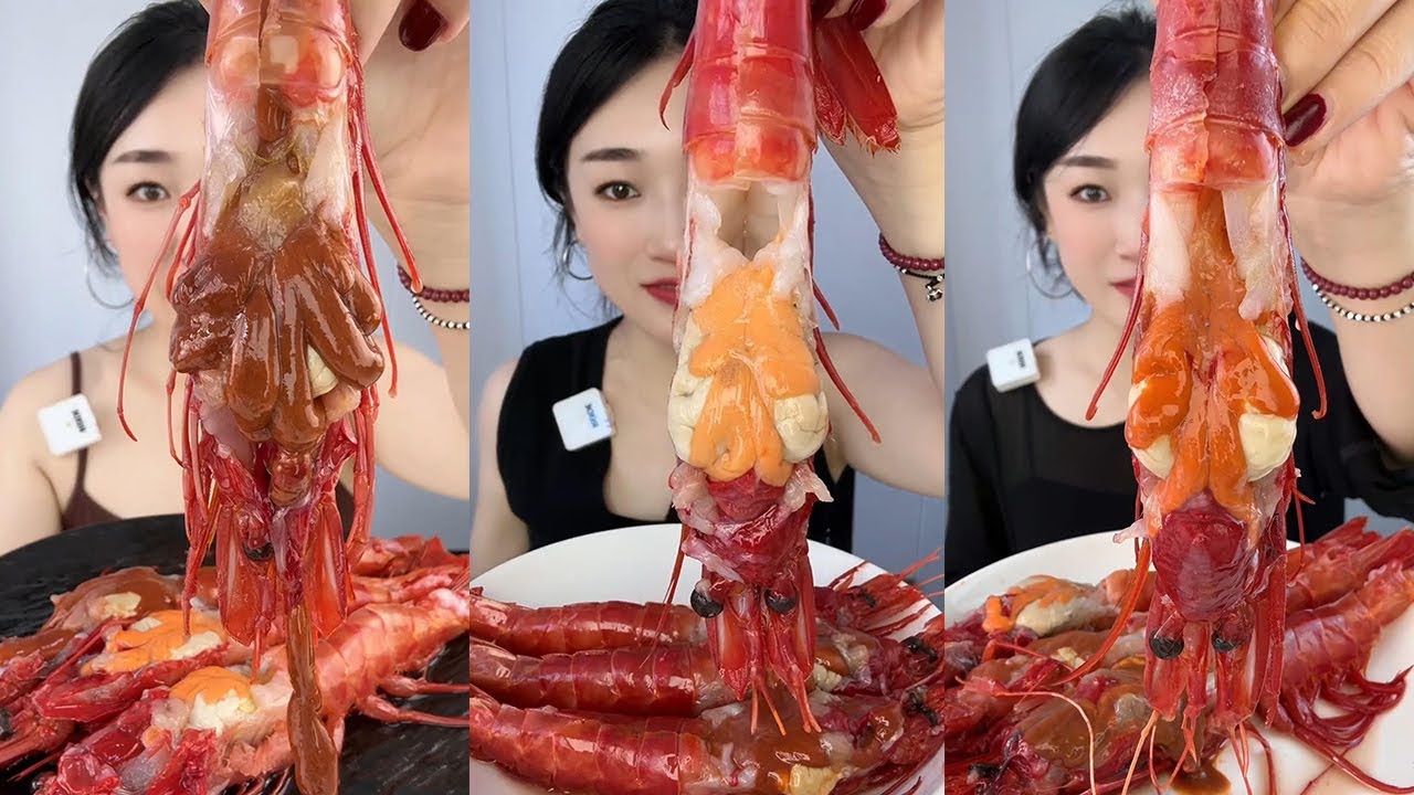 【Yummy】Eating show：Carabinero prawn🦐#mukbang#Seafood#asmr