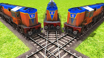 Huge Mistake High Speed Trains Crossing Vs Overlapping Rail Tracks - BeamNG.Drive