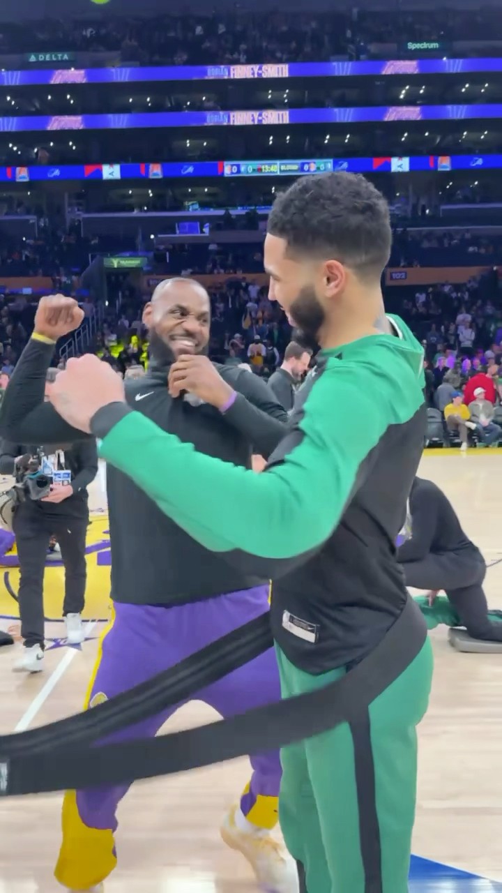 LeBron \u0026 Tatum link up pregame!