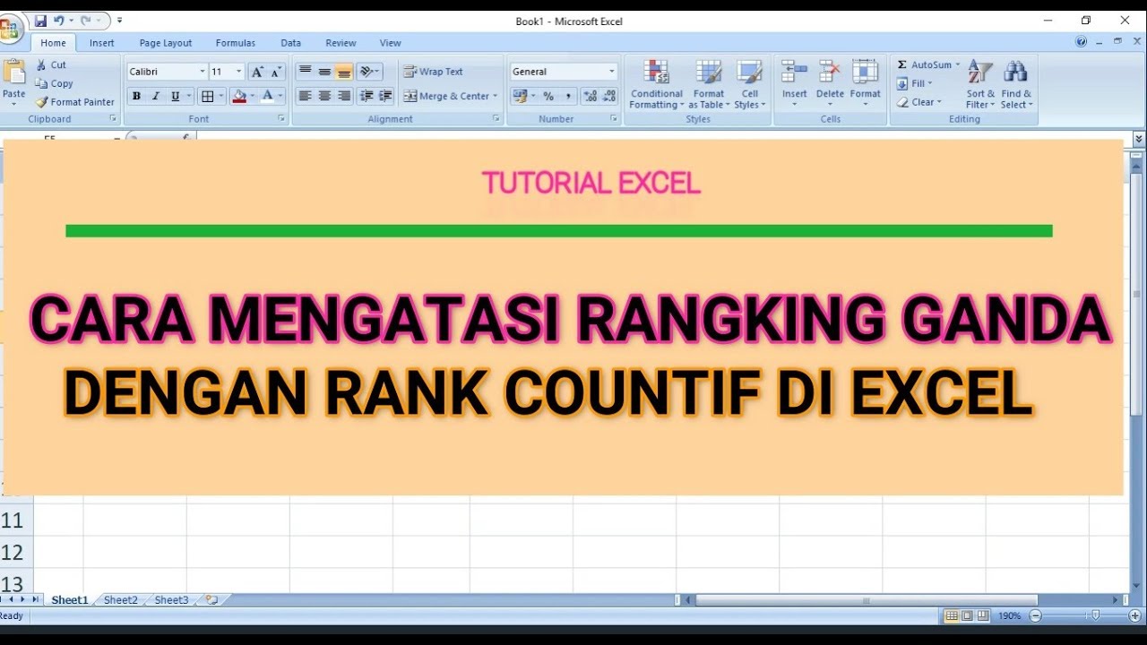 cara mengatasi ranking ganda di excel dengan rank countif