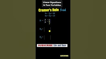 Cramers Rule trick | Linear Equation in two variable | Formula | Tricks | Tips | Part 3