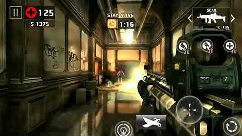 Dead trigger 2 scar & fn2000 level 58 defend gameplay take no damage iOS on hard.