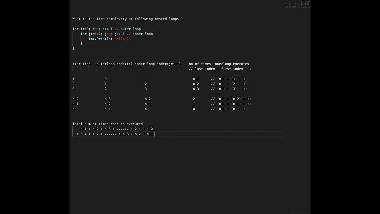 Part 1 - Time complexity of nested for loops when inner loop depends on ...