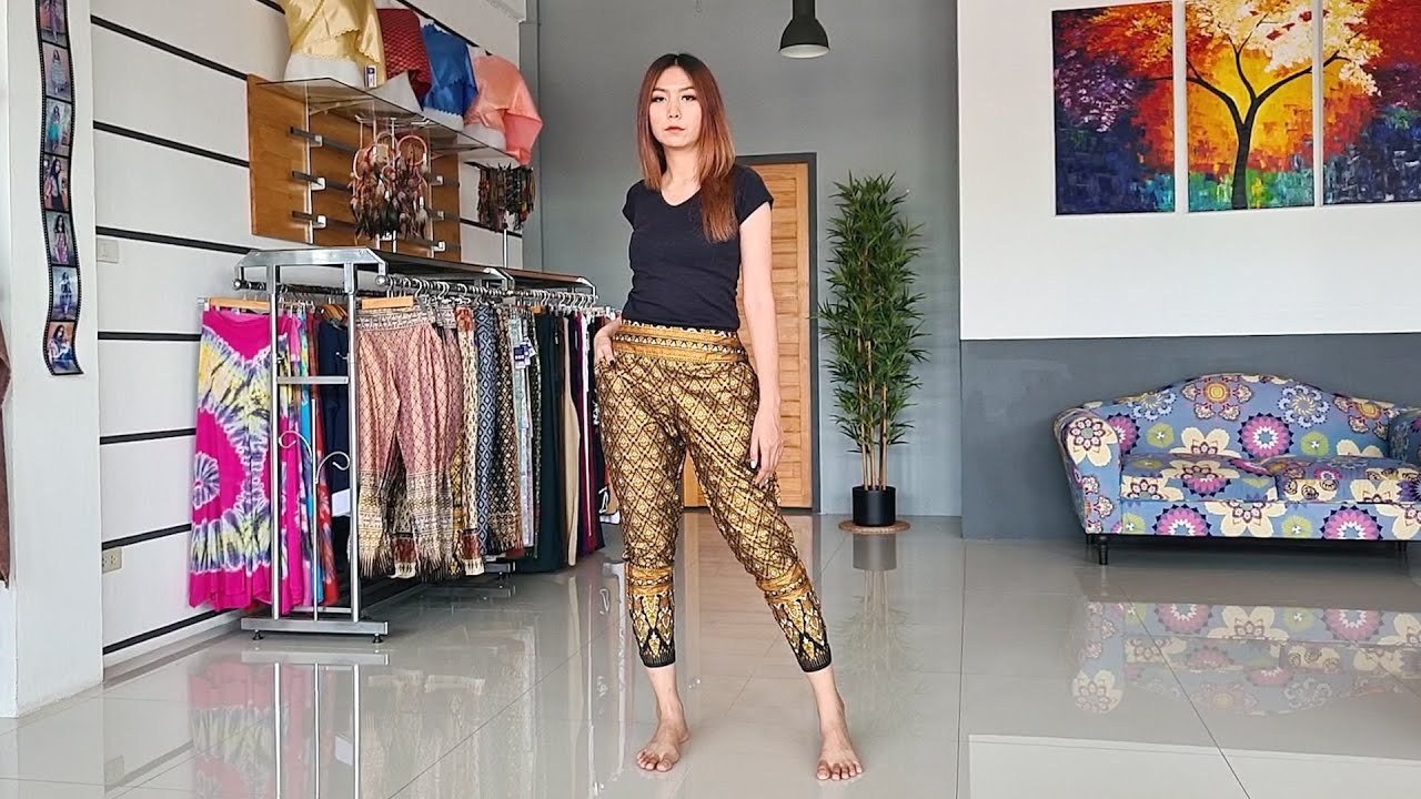 ราคา ขายส่ง กางเกง ลาย ไทย  2022  FAT4W กางเกงผ้าไทย กางเกงลายไทย กางเกงขาเดฟผ้าไทย กางเกงผ้าไทยประยุกต์