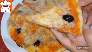 OUM WALID 2019  pizza  a la poele مطبخ ام وليد بيتزا سائلة في المقلة جهزيها في عشرة دقائق