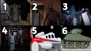 Granny 1 2 3 4 5 6 - All Endings & Cutscenes (Sewer, Aeroplane, Tank, Car, Door, Boat & Helicopter)
