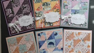 Quilt Cards using Favored Flowers, Texture Chic, Fancy Flora, Hello Irresistible, & Regency Park DSP