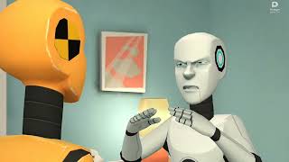 Robot slaps Crash Test Dummy Male/Grounded (WRONGED)