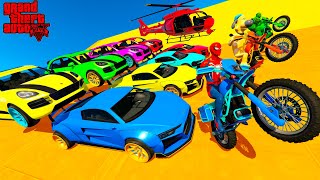 Spiderman &amp; Super Heroes Race In Mega Ramps By Mack Trucks &amp; Sea Bikes Super Cars