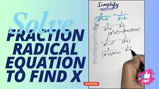 Solve Fraction Radical Equation To Find X Easy Fraction-Exponent Math Problem Mathepathshala