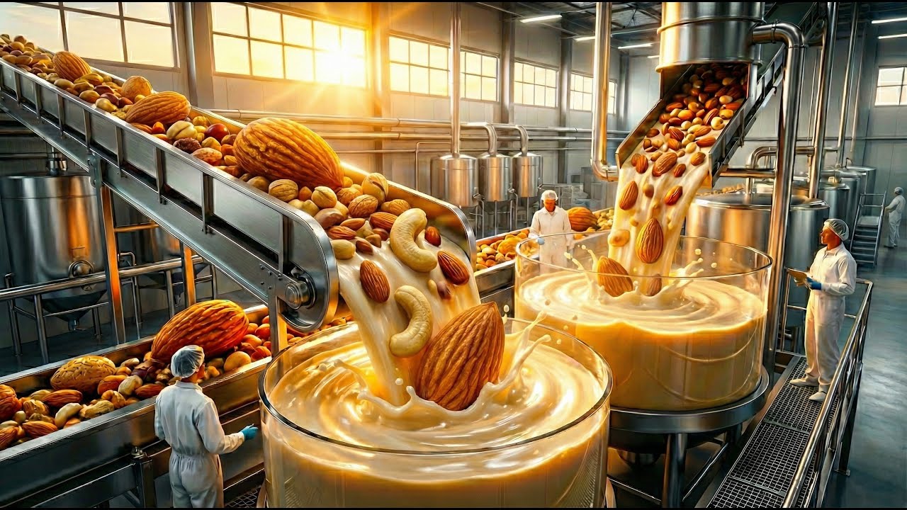 Inside The Almond Factory: From Nut To Sludge To Milk (Full Process ...